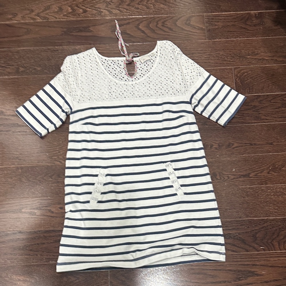Anthropologie Postmark Navy and White Striped Tunic with pockets